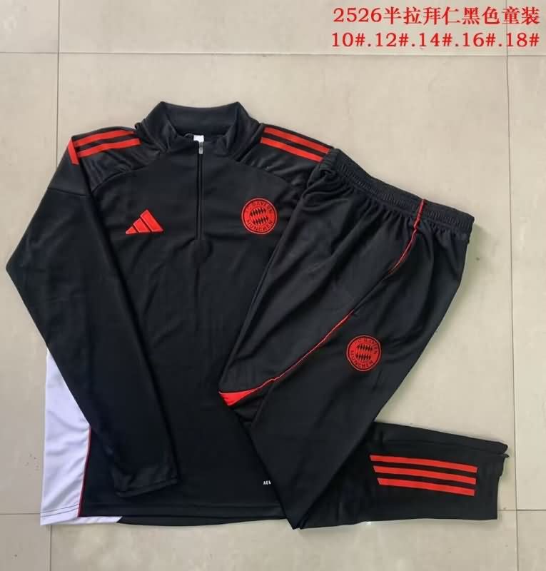Kids - Thailand Quality(AAA) 25/26 Bayern Munich Black Soccer Tracksuit