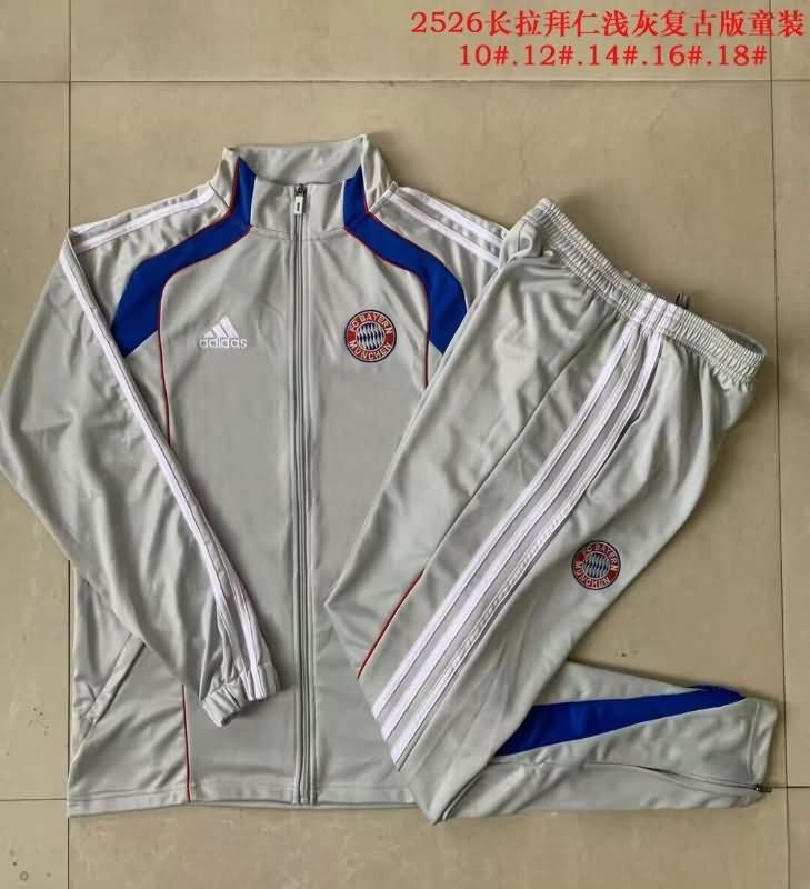 Kids - Thailand Quality(AAA) 25/26 Bayern Munich Grey Soccer Tracksuit