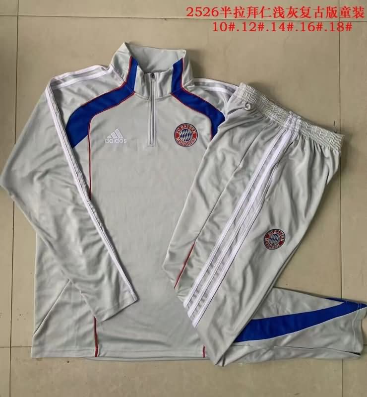 Kids - Thailand Quality(AAA) 25/26 Bayern Munich Grey Soccer Tracksuit 02