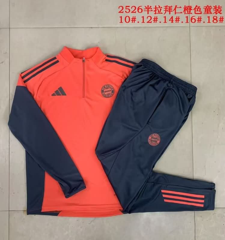 Kids - Thailand Quality(AAA) 25/26 Bayern Munich Orange Soccer Tracksuit