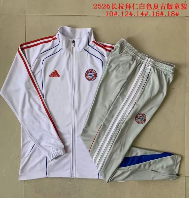 Kids - Thailand Quality(AAA) 25/26 Bayern Munich White Soccer Tracksuit