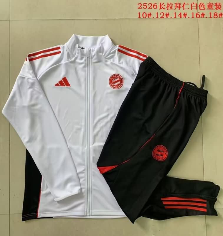 Kids - Thailand Quality(AAA) 25/26 Bayern Munich White Soccer Tracksuit 02