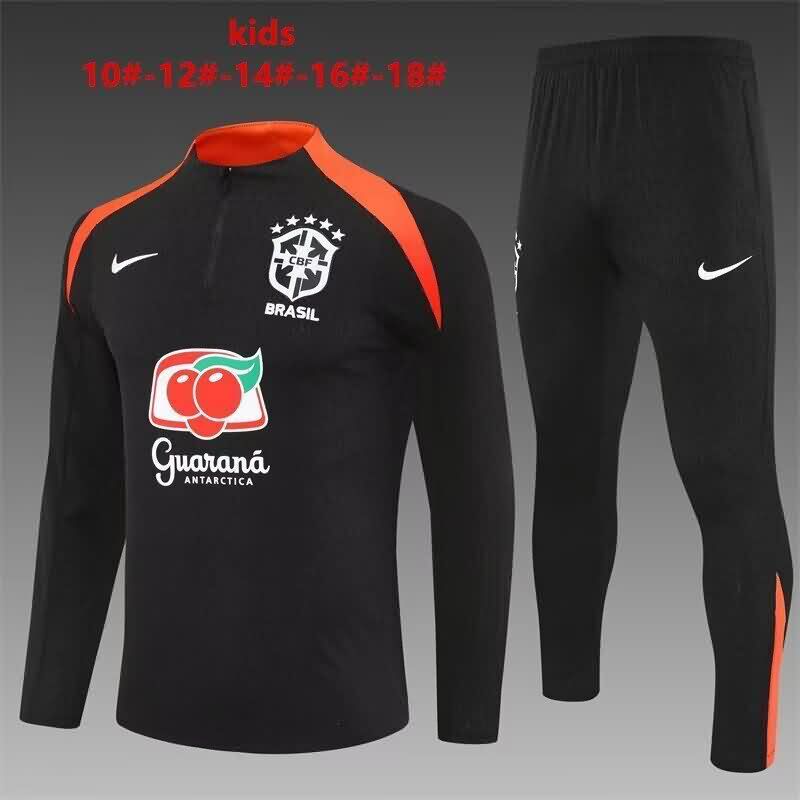 Kids - Thailand Quality(AAA) 2025 Brazil Black Soccer Tracksuit