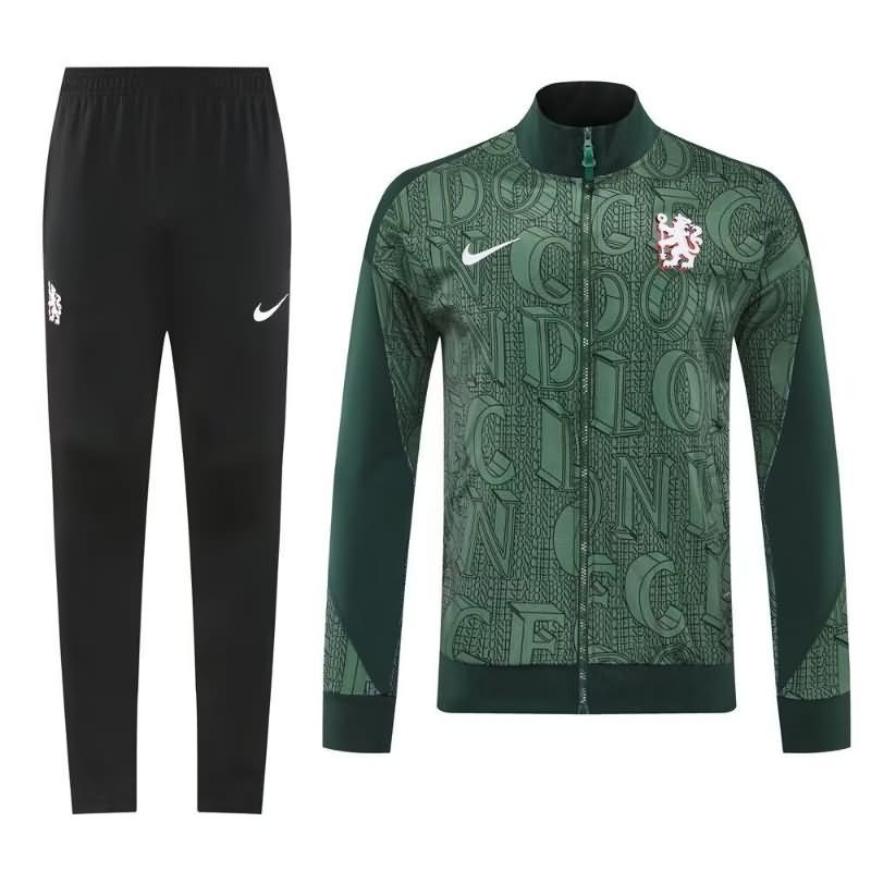Thailand Quality(AAA) 25/26 Chelsea Dark Green Soccer Tracksuit 02