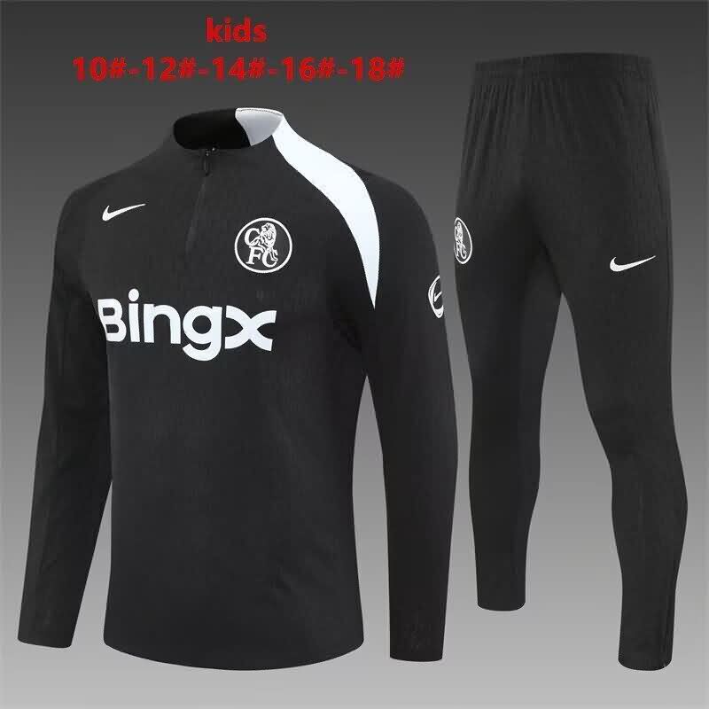 Kids - Thailand Quality(AAA) 25/26 Chelsea Black Soccer Tracksuit 03