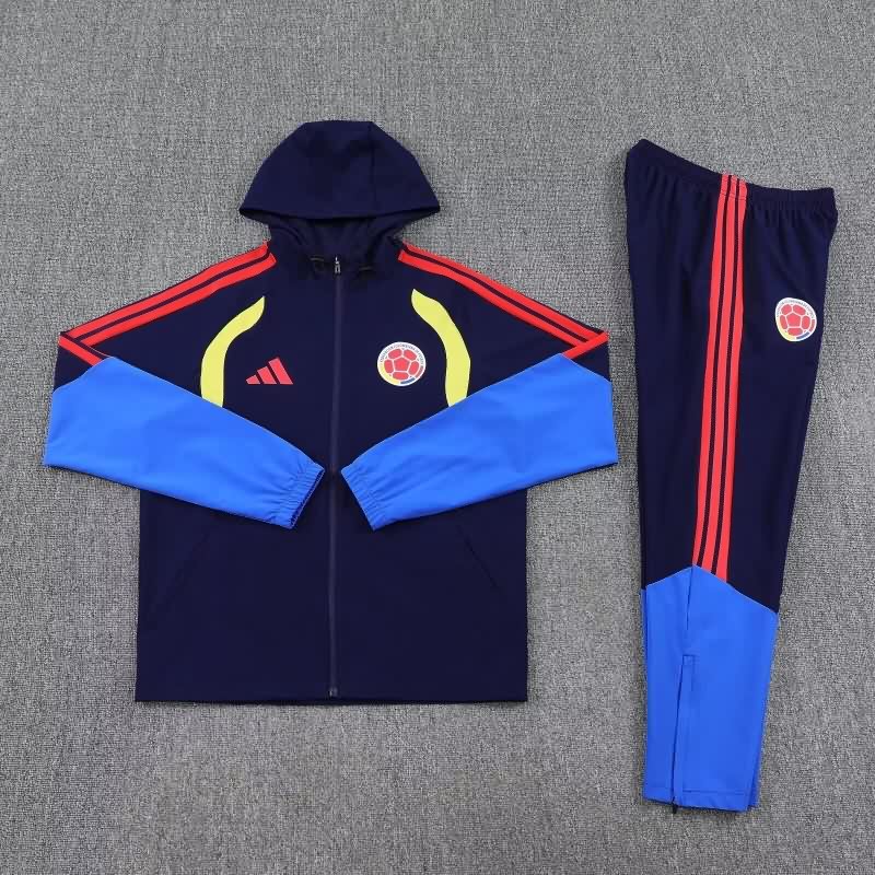 Thailand Quality(AAA) 2026 Colombia Dark Blue Soccer Tracksuit 02