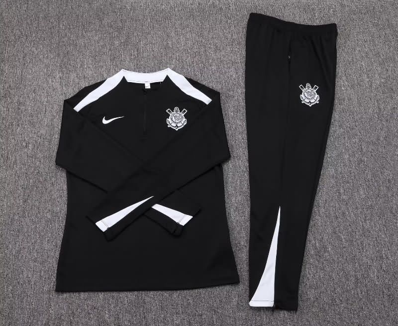 Thailand Quality(AAA) 2025 Corinthians Black Soccer Tracksuit 02