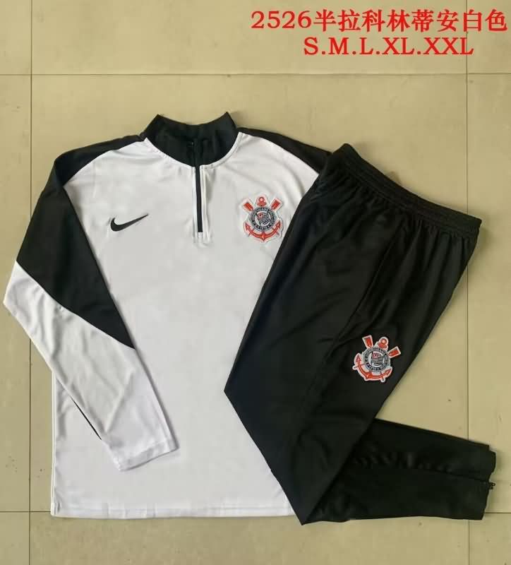 Thailand Quality(AAA) 2025 Corinthians White Soccer Tracksuit 02