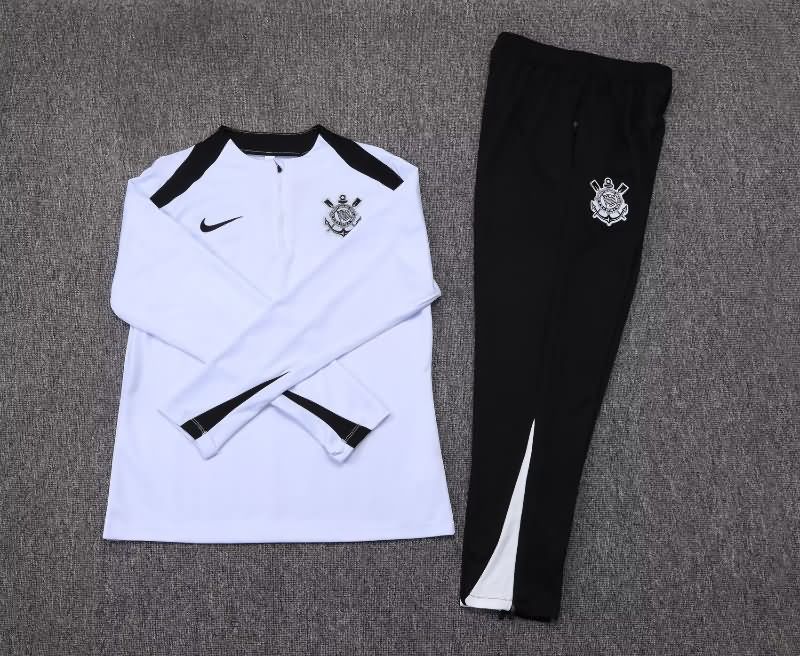 Thailand Quality(AAA) 2025 Corinthians White Soccer Tracksuit 03