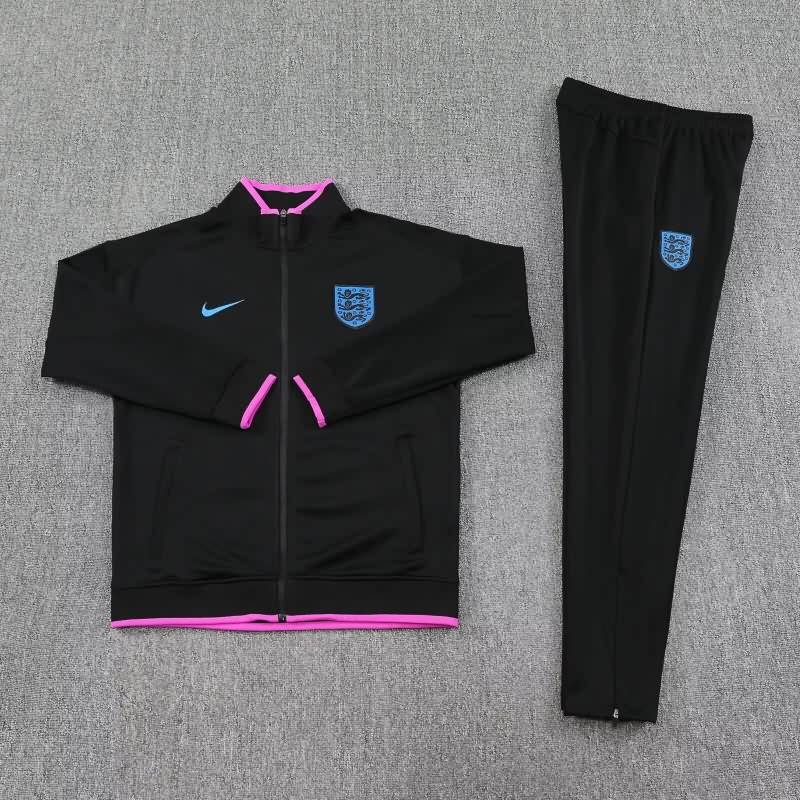 Thailand Quality(AAA) 2025 England Black Soccer Tracksuit 02