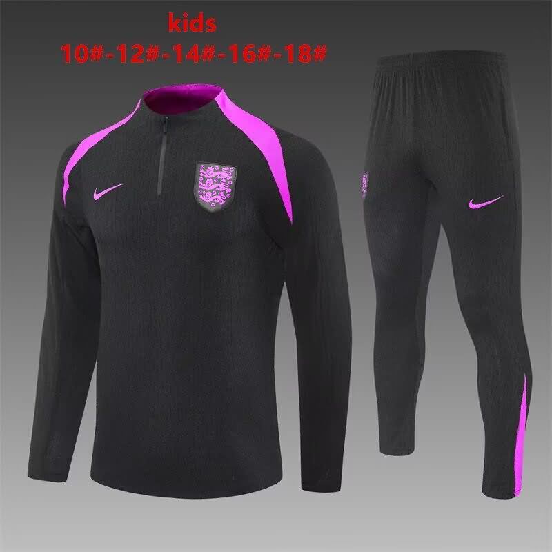 Kids - Thailand Quality(AAA) 2025 England Black Soccer Tracksuit
