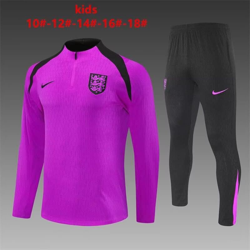 Kids - Thailand Quality(AAA) 2025 England Purple Soccer Tracksuit