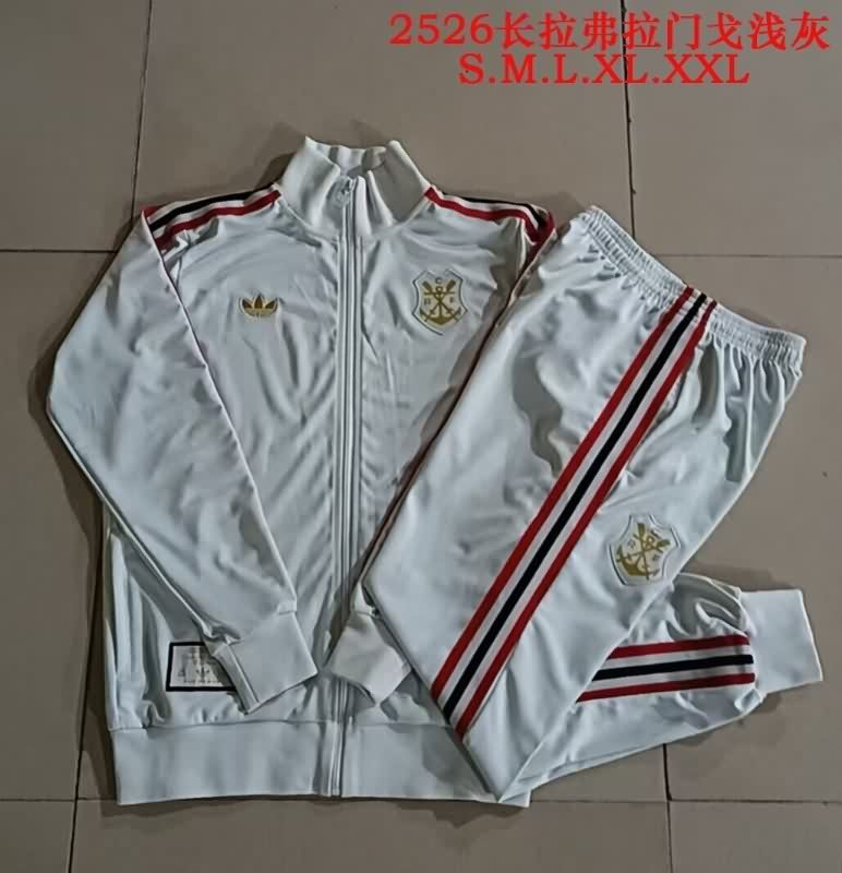 Thailand Quality(AAA) 2025 Flamengo Light Grey Soccer Tracksuit
