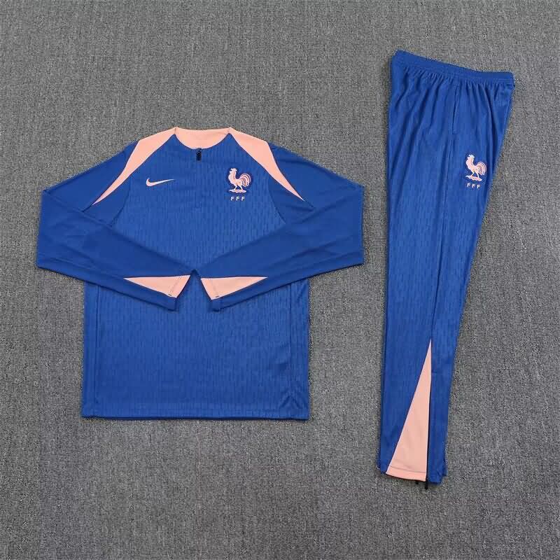 Thailand Quality(AAA) 2025 France Blue Soccer Tracksuit