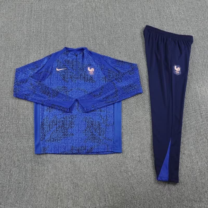 Thailand Quality(AAA) 2025 France Dark Blue Soccer Tracksuit 02