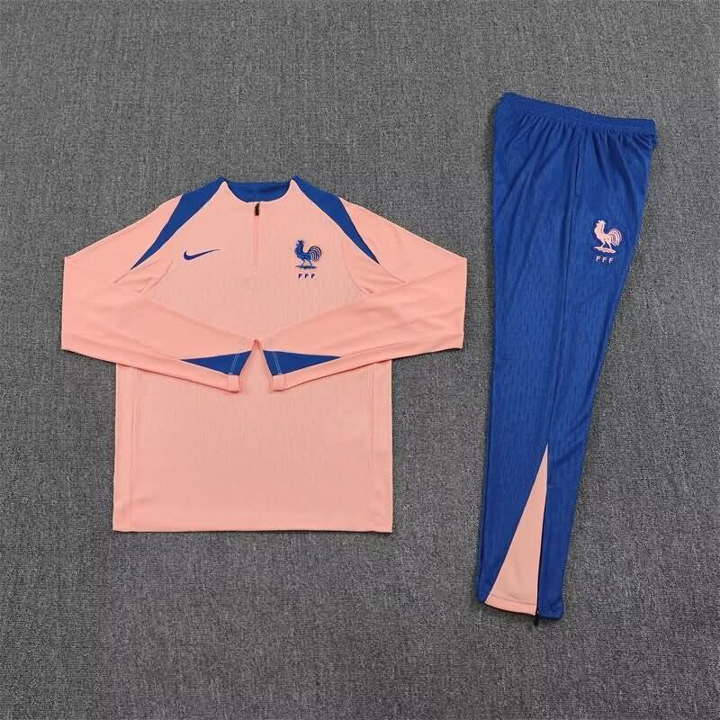 Thailand Quality(AAA) 2025 France Pink Soccer Tracksuit