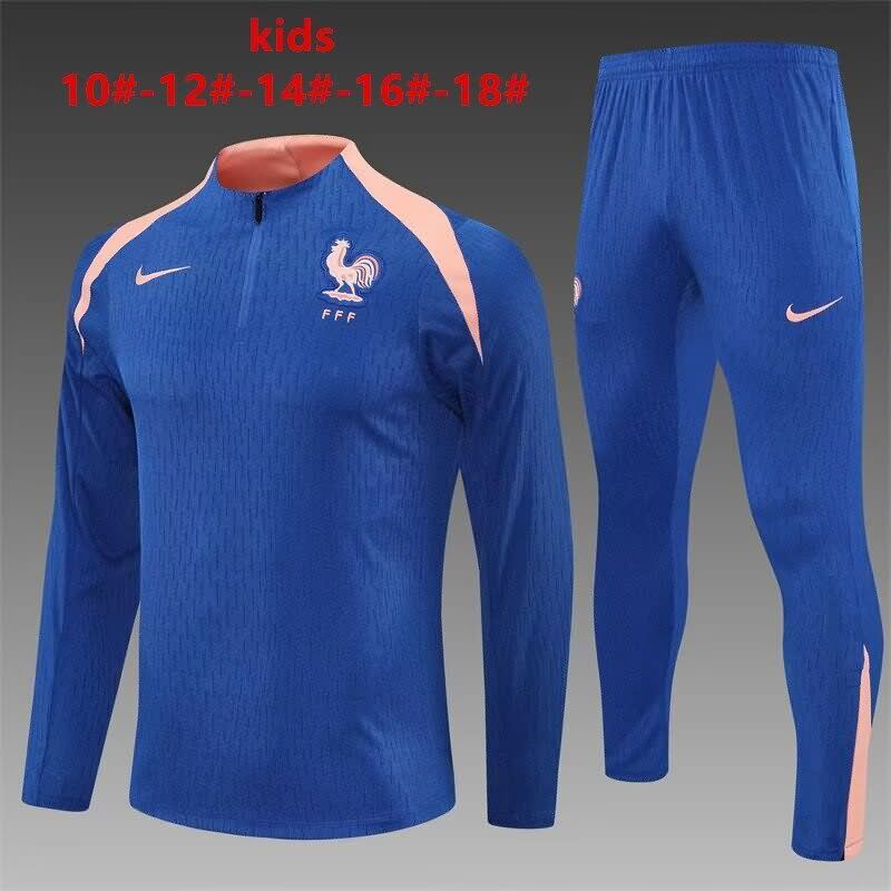 Kids - Thailand Quality(AAA) 2025 France Blue Soccer Tracksuit