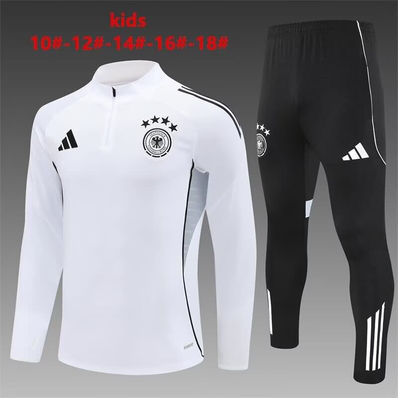 Kids - Thailand Quality(AAA) 2025 Germany White Soccer Tracksuit 02