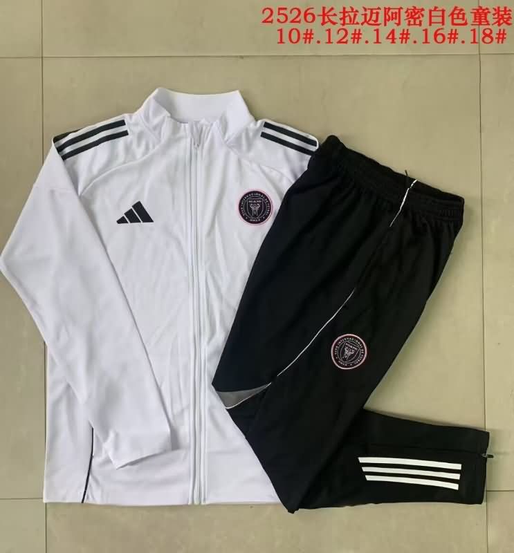 Kids - Thailand Quality(AAA) 2025 Inter Miami White Soccer Tracksuit 02