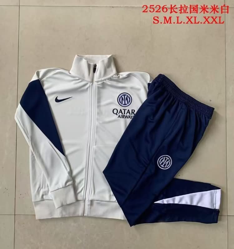 Thailand Quality(AAA) 25/26 Inter Milan White Soccer Tracksuit