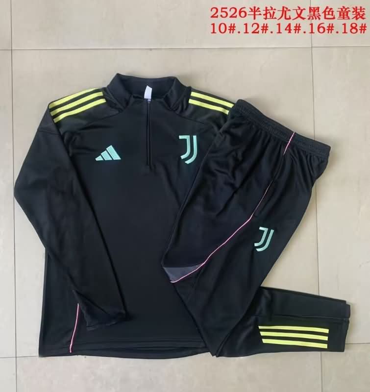 Kids - Thailand Quality(AAA) 25/26 Juventus Black Soccer Tracksuit