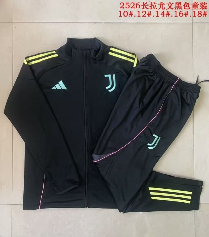 Kids - Thailand Quality(AAA) 25/26 Juventus Black Soccer Tracksuit 02