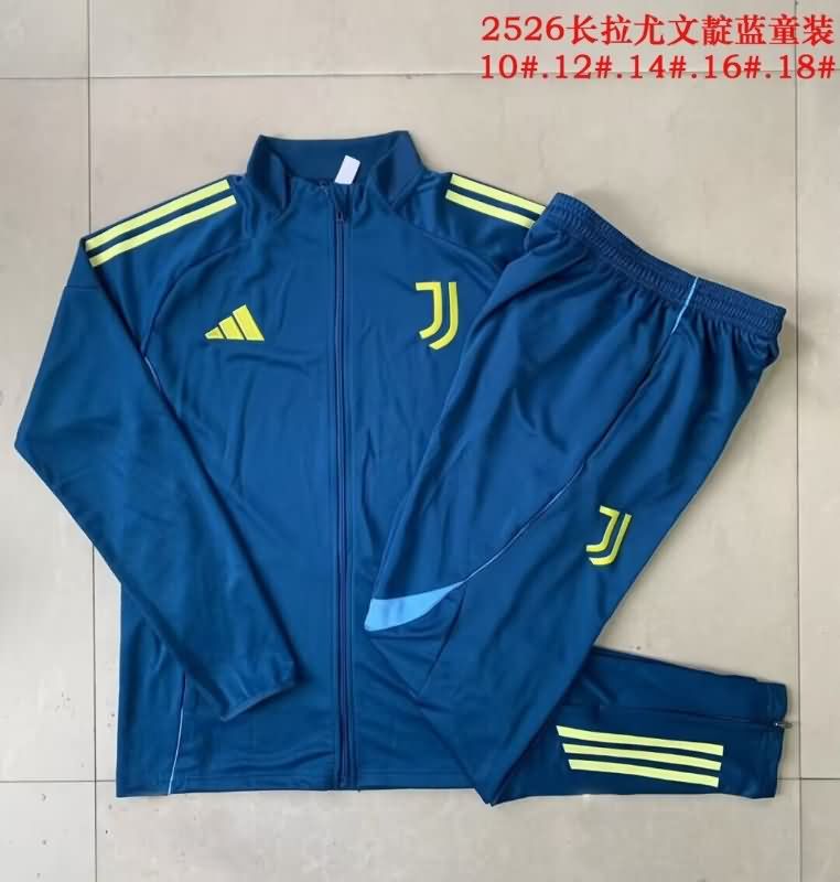 Kids - Thailand Quality(AAA) 25/26 Juventus Dark Blue Soccer Tracksuit