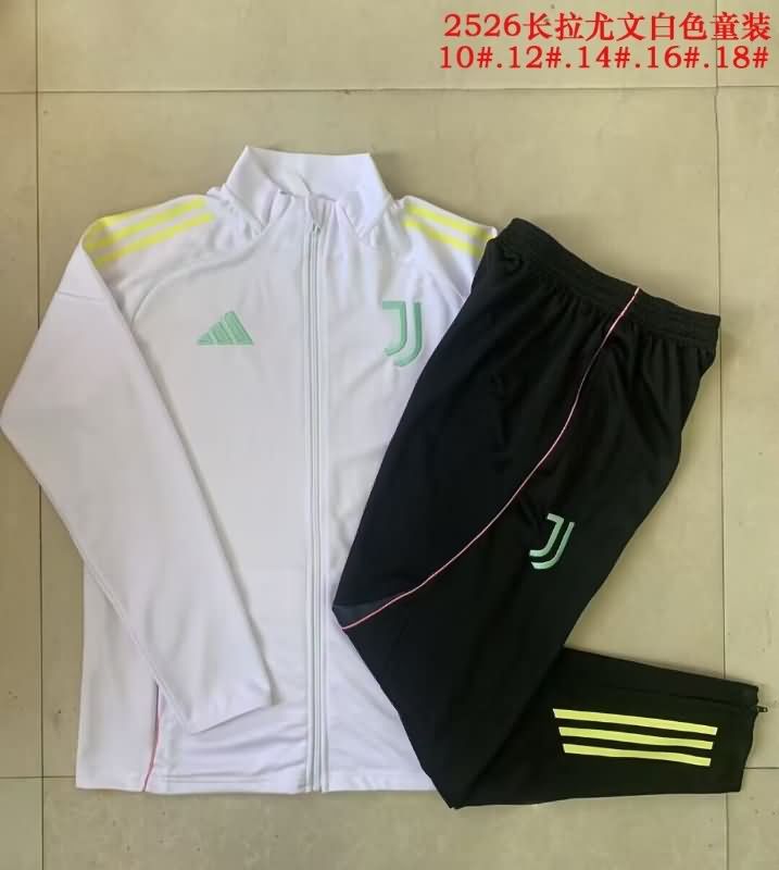 Kids - Thailand Quality(AAA) 25/26 Juventus White Soccer Tracksuit 03