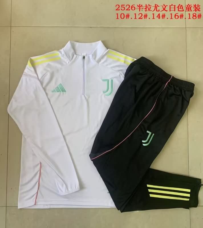 Kids - Thailand Quality(AAA) 25/26 Juventus White Soccer Tracksuit 04