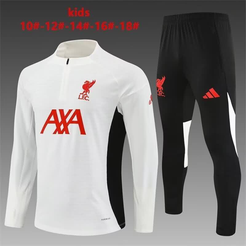 Kids - Thailand Quality(AAA) 25/26 Liverpool White Soccer Tracksuit 02