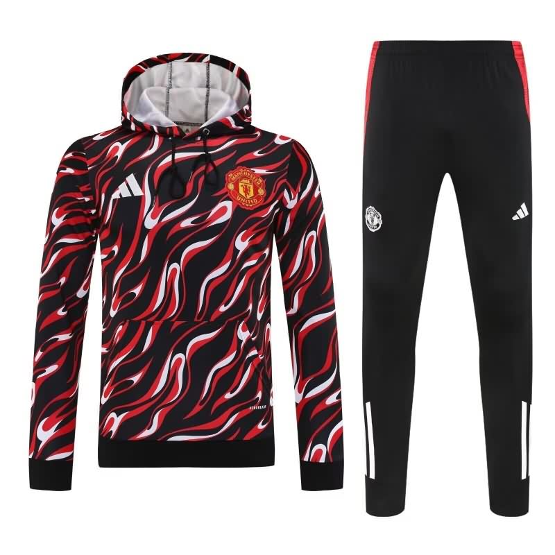 Thailand Quality(AAA) 25/26 Manchester United Black Red Soccer Tracksuit