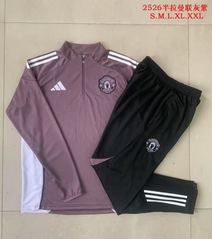 Thailand Quality(AAA) 25/26 Manchester United Purple Soccer Tracksuit 02