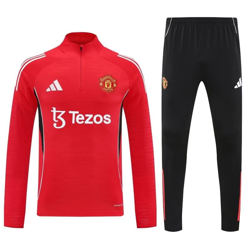 Thailand Quality(AAA) 25/26 Manchester United Red Soccer Tracksuit