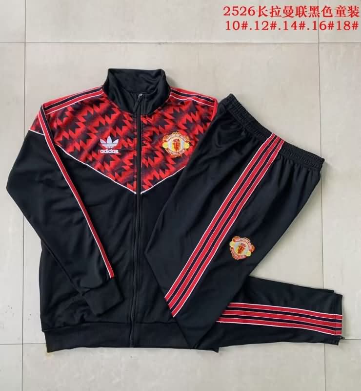 Kids - Thailand Quality(AAA) 25/26 Manchester United Black Soccer Tracksuit