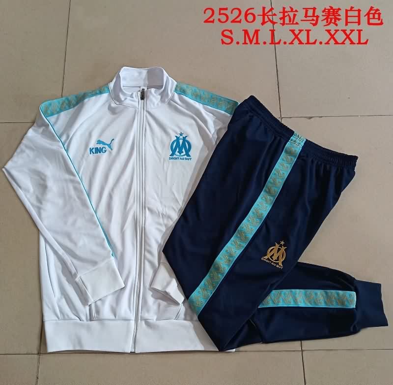 Thailand Quality(AAA) 25/26 Marseilles White Soccer Tracksuit 02