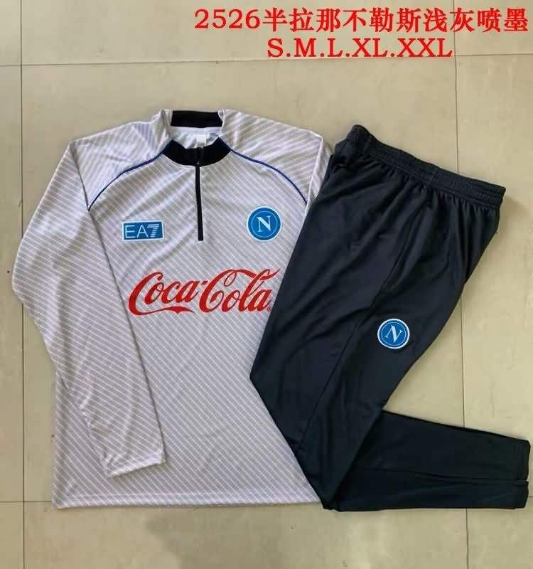 Thailand Quality(AAA) 25/26 Napoli Light Grey Soccer Tracksuit 02