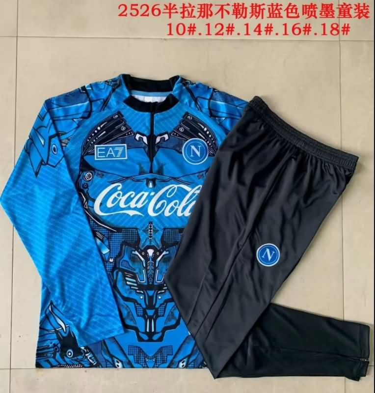 Kids - Thailand Quality(AAA) 25/26 Napoli Blue Soccer Tracksuit