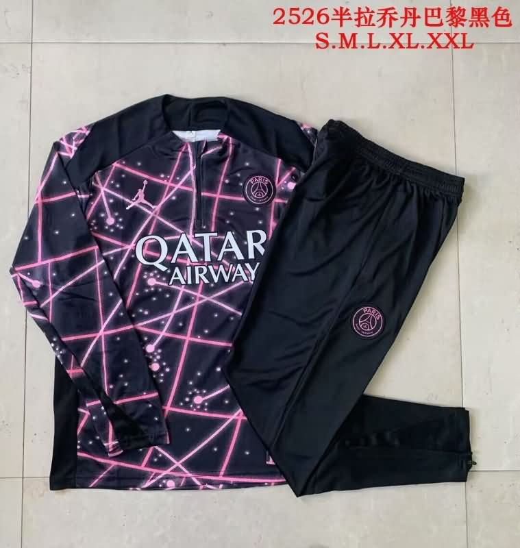 Thailand Quality(AAA) 25/26 Paris St Germain Black Soccer Tracksuit 04