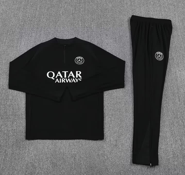 Thailand Quality(AAA) 25/26 Paris St Germain Black Soccer Tracksuit 08