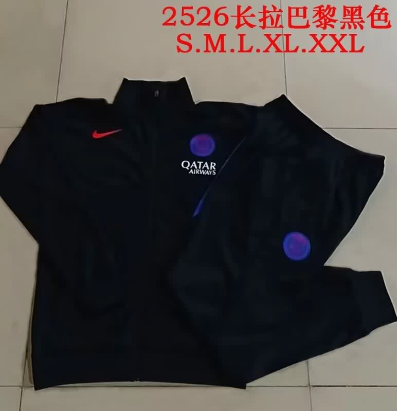 Thailand Quality(AAA) 25/26 Paris St Germain Black Soccer Tracksuit 10