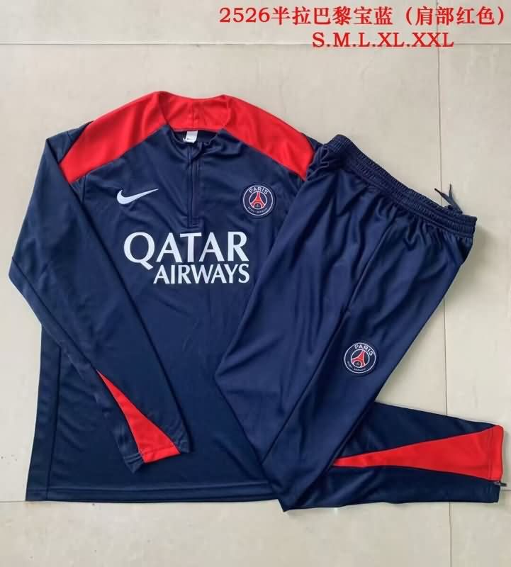 Thailand Quality(AAA) 25/26 Paris St Germain Dark Blue Soccer Tracksuit 02