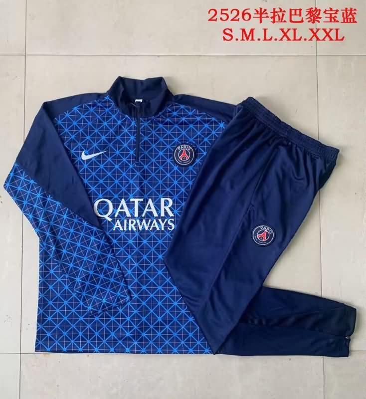 Thailand Quality(AAA) 25/26 Paris St Germain Dark Blue Soccer Tracksuit 06