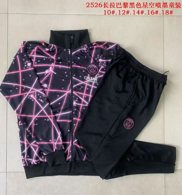 Kids - Thailand Quality(AAA) 25/26 Paris St Germain Black Soccer Tracksuit 02