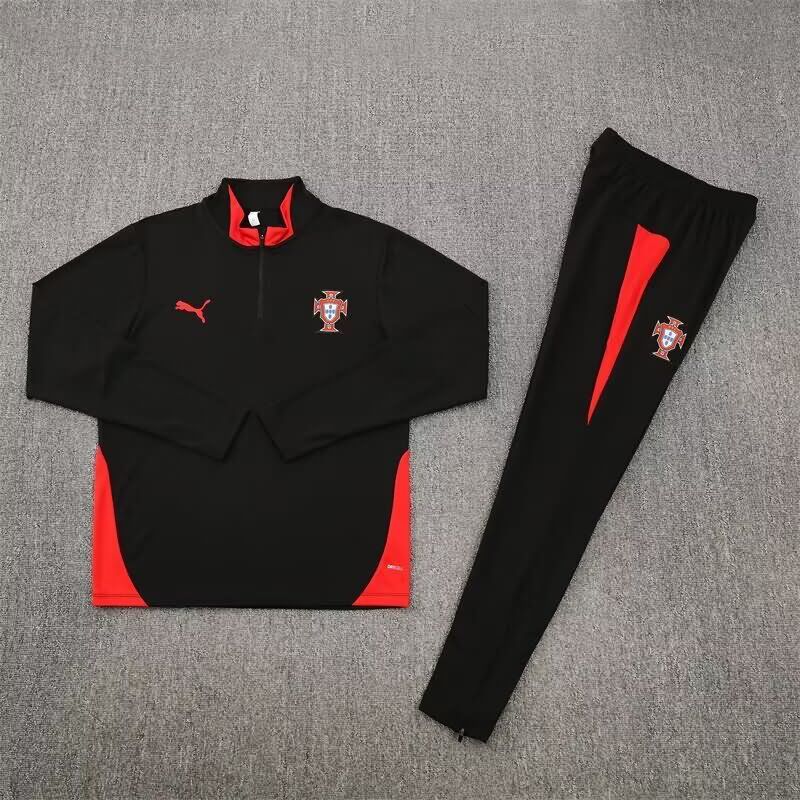 Thailand Quality(AAA) 2025 Portugal Black Soccer Tracksuit