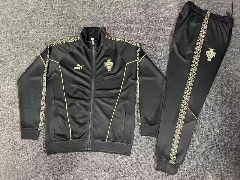Thailand Quality(AAA) 2025 Portugal Black Soccer Tracksuit 02