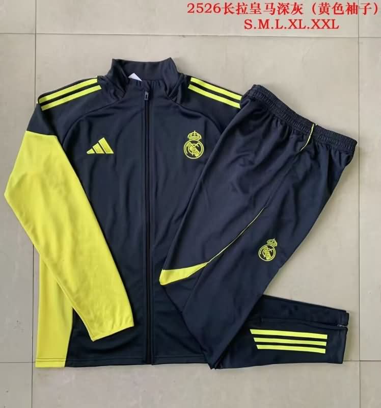 Thailand Quality(AAA) 25/26 Real Madrid Black Soccer Tracksuit