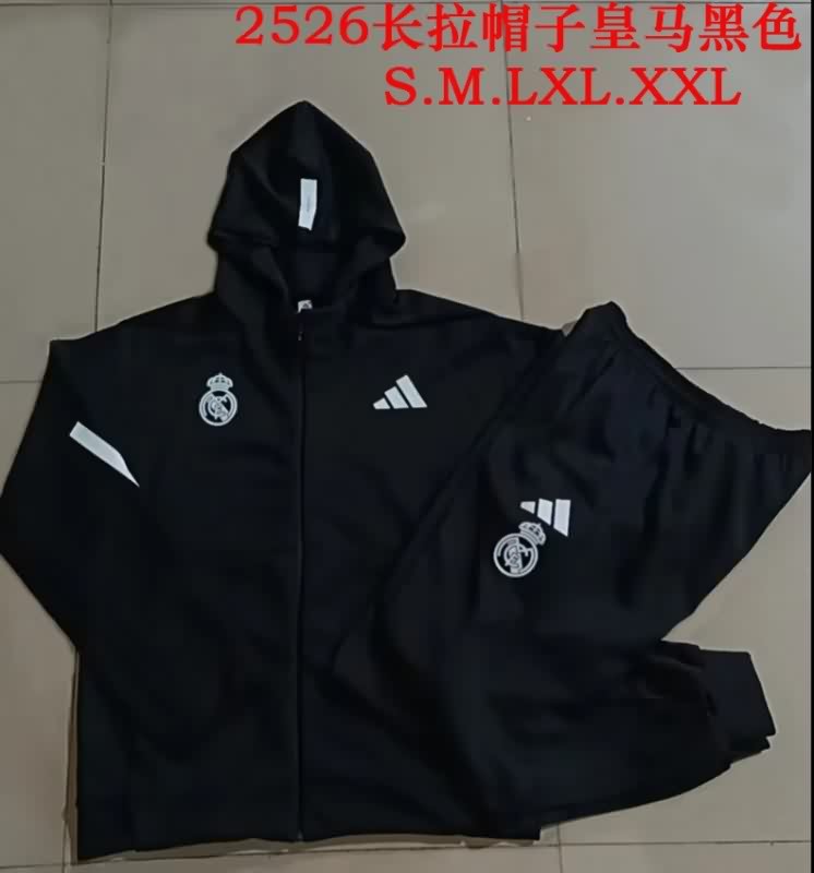 Thailand Quality(AAA) 25/26 Real Madrid Black Soccer Tracksuit 06