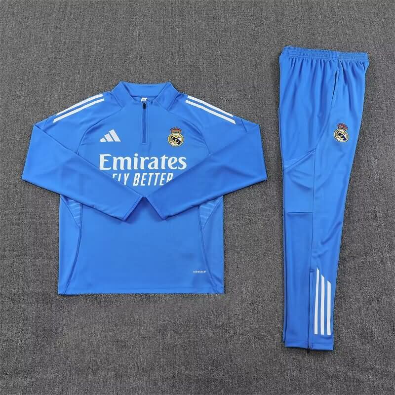 Thailand Quality(AAA) 25/26 Real Madrid Blue Soccer Tracksuit