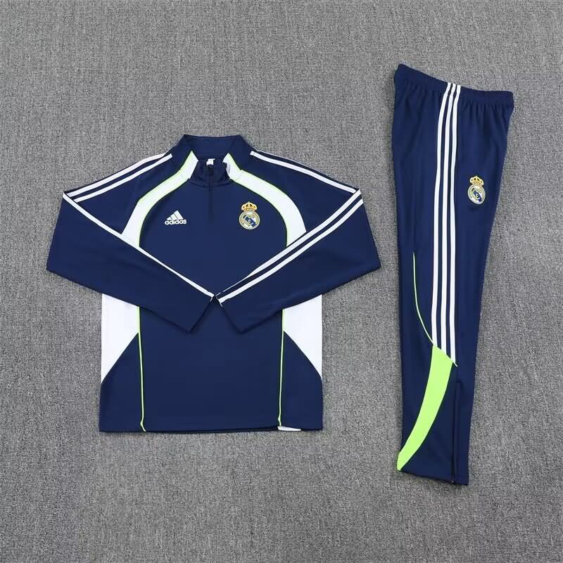 Thailand Quality(AAA) 25/26 Real Madrid Dark Blue Soccer Tracksuit