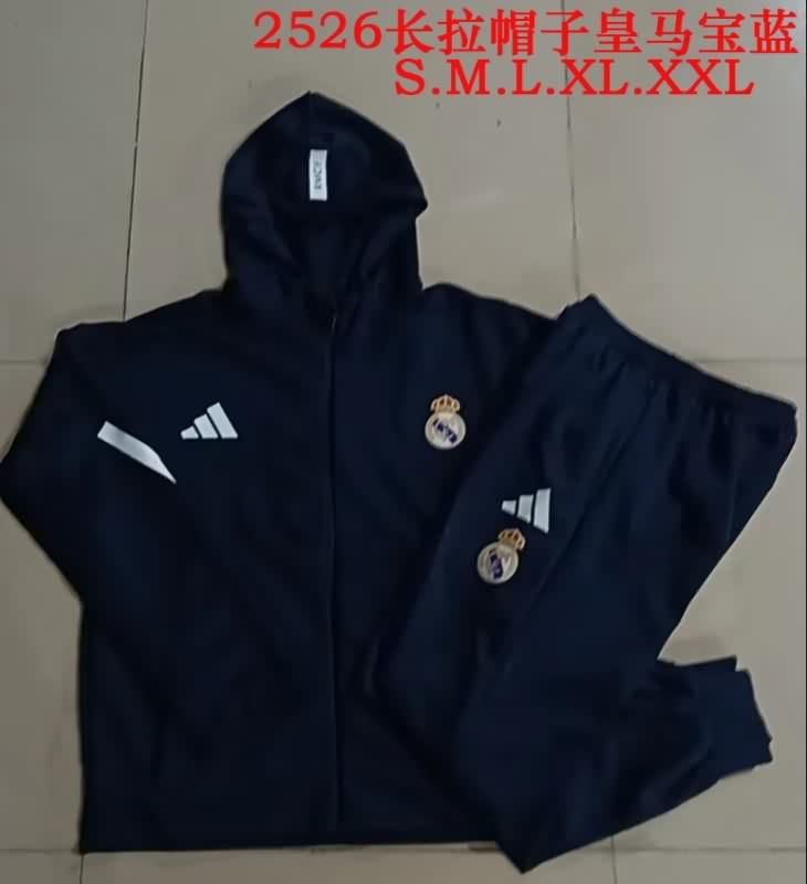 Thailand Quality(AAA) 25/26 Real Madrid Dark Blue Soccer Tracksuit 09